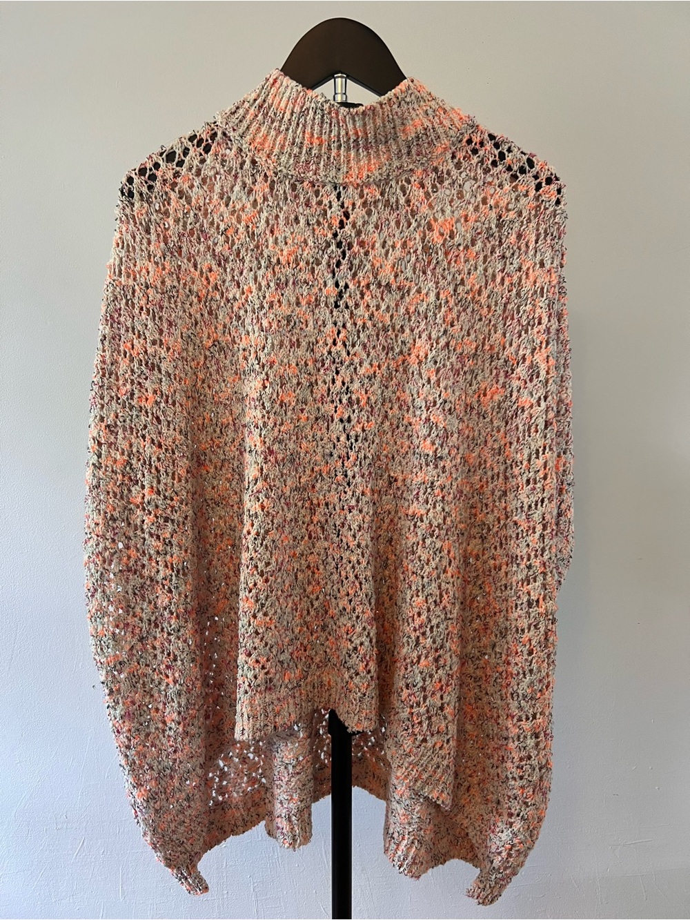 Anthropologie Akemi + Kin Open Knit Turtleneck Poncho Lightweight One Size